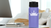 Fanciful Crown Sticker on a Water Bottle (New) example