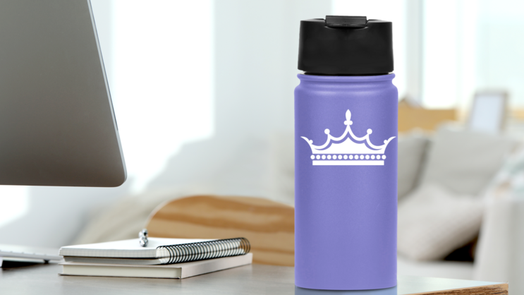 Fanciful Crown Sticker on a Water Bottle (New) example