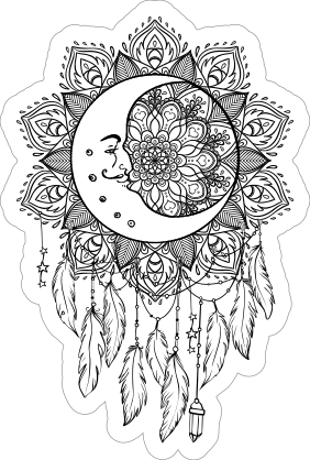 Fancy Dreamcatcher Mustache Moon Sticker