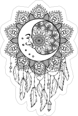 Fancy Dreamcatcher Mustache Moon Sticker