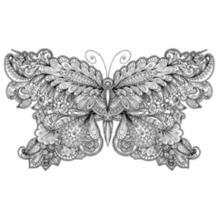 Fancy Line Art Bohemian Butterfly Illustration Sticker