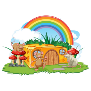 Fantasy Cheese House With Rainbow In The Sky Sticker