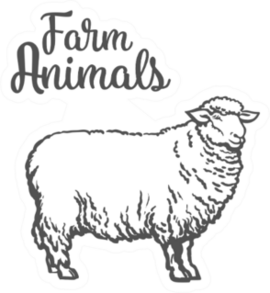 Farm Animals White Sheep Sticker