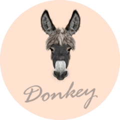Farm Donkey Portrait With Lettering On Pink Sticker