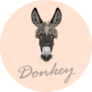 Farm Donkey Portrait With Lettering On Pink Sticker