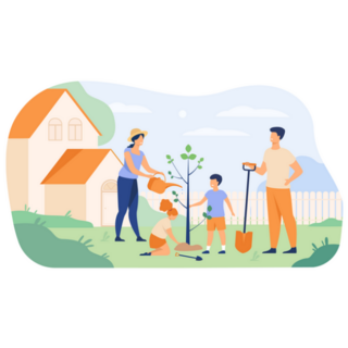 Farmer Family Planting Sticker
