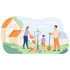 Farmer Family Planting Sticker