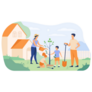 Farmer Family Planting Sticker