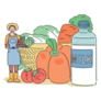 Farmer Standing With Crops Fresh Local Sticker
