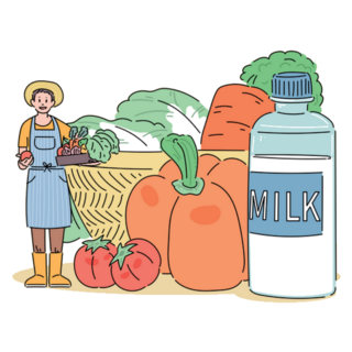 Farmer Standing With Crops Fresh Local Sticker