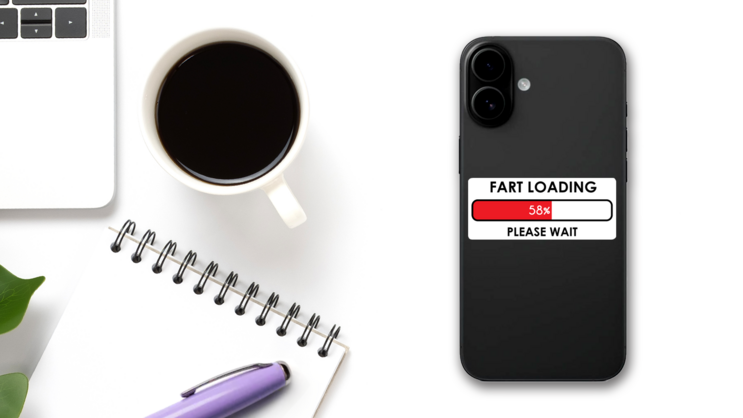 Fart Loading Please Wait Meme Sticker on a Phone (New) example