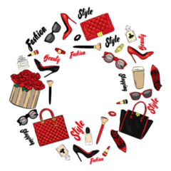 Fashion And Beauty Circle Illustration Sticker