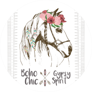 Fashion Boho Style Horse With Flower Wreath Sticker