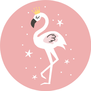 Fashion Cute Flamingo Queen In White With Stars Sticker