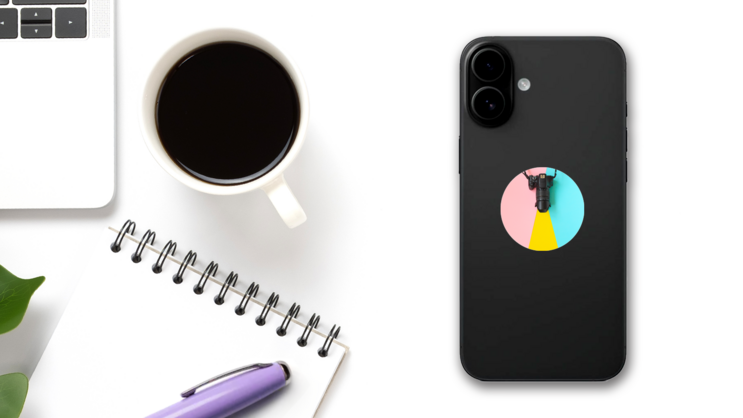 Fashion Film Camera Colorful Photography Sticker on a Phone (New) example