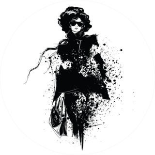 Fashion Girl In Sketch-style Sticker