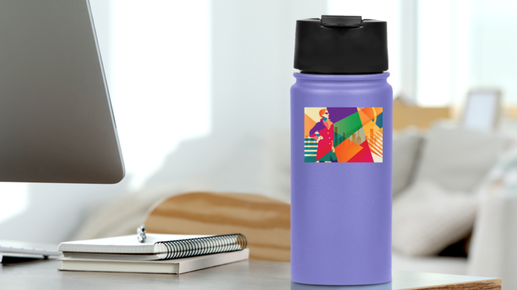 Fashion Girl In Style Pop Art Sticker on a Water Bottle (New) example