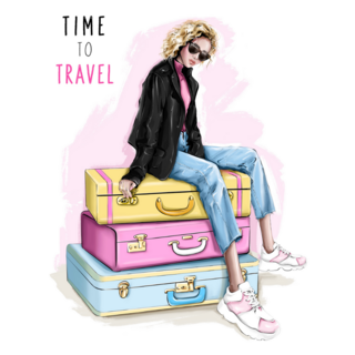 Fashion Girl Time To Travel Sticker