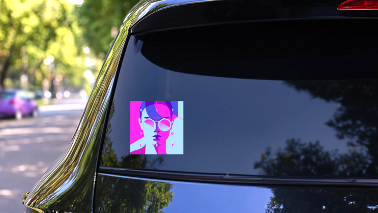 Fashion Portrait Of A Model Girl Sticker on a Rear Car Window (New) example