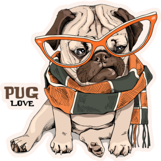 Fashion Pug Sticker