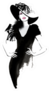 Fashion Woman Model With A Black Hat Sticker