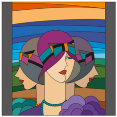 Fashionable Art Deco Stained Glass Pattern 1920s Sticker