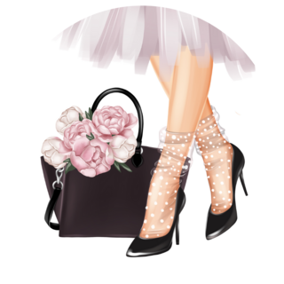 Fashionable Bag With Peonies Sticker