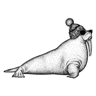 Fashionable Walrus Illustration Sticker
