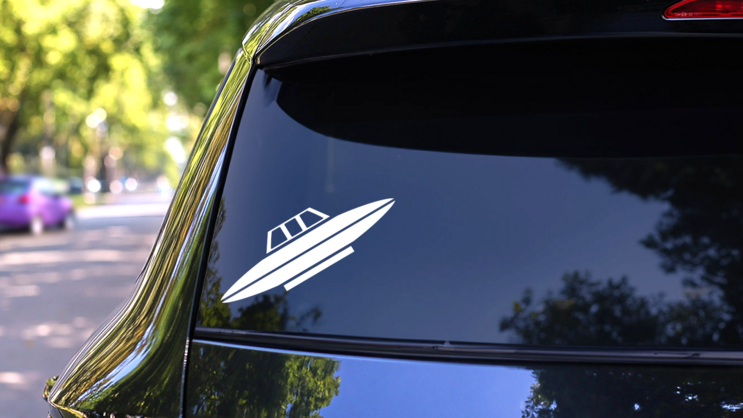 Fast Alien Spaceship Sticker on a Rear Car Window (New) example