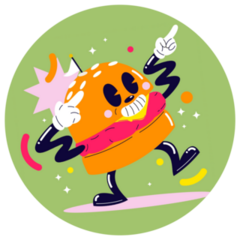Fast Food Cheeseburger Mascot Green Sticker