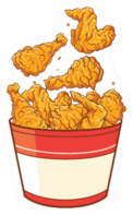 Fast Food Fried Chicken Basket Illustration Sticker