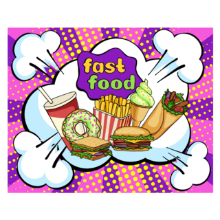 Fast Food Pop Art Banner Sticker