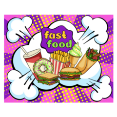 Fast Food Pop Art Banner Sticker