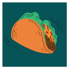 Fast Food Taco Cartoon Sticker
