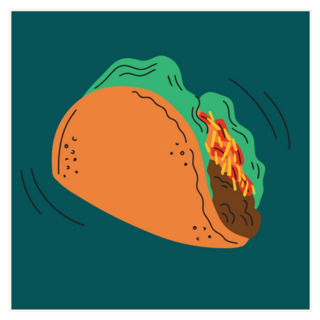 Fast Food Taco Cartoon Sticker