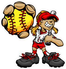 Fast Pitch Softball Girl Cartoon Player Sticker
