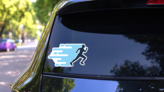 Fast Running Logo Sticker on a Rear Car Window (New) example