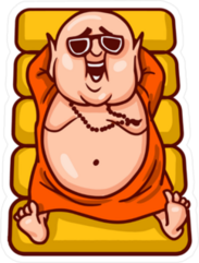 Fat Buddha Cartoon In Sunglasses Sticker