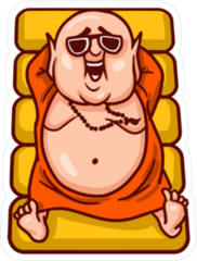 Fat Buddha Cartoon In Sunglasses Sticker