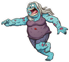 Fat Cartoon Zombie Girl Running Sticker