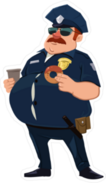 Fat Cop with Donut and Coffee Sticker