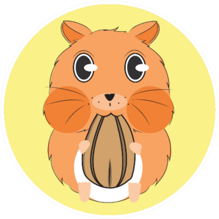 Fat Hamster Eating On Yellow Sticker