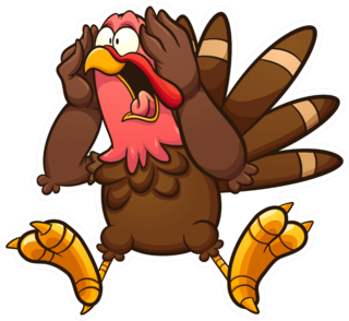 Fat Scared Cartoon Screaming Turkey Sticker