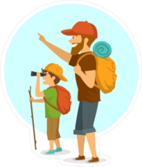 Father And Son Camping Sticker