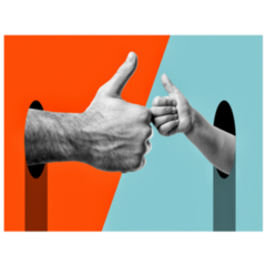 Fathers And Childs Thumbs Up COlorful Art Sticker