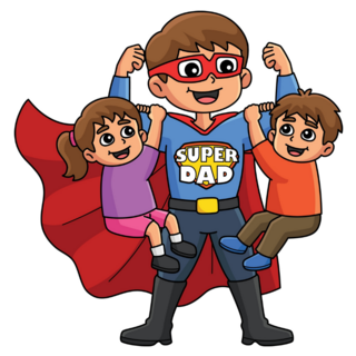 Fathers Day Super Dad Cartoon Sticker