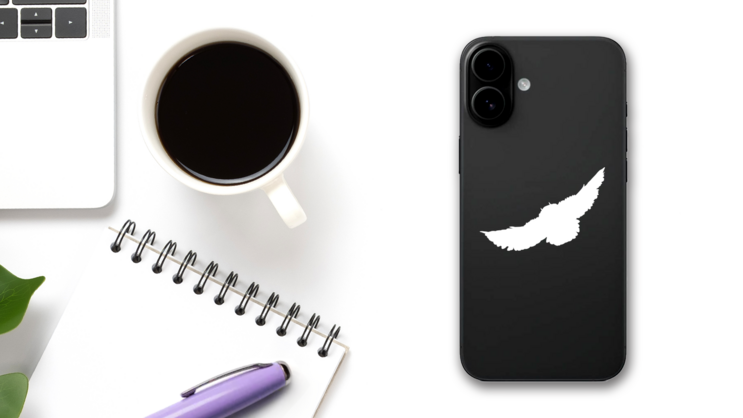 Feathery Owl Sticker on a Phone (New) example