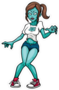 Female Cartoon Zombie Sticker