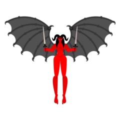 Female Demon Warrior With Sword Sticker