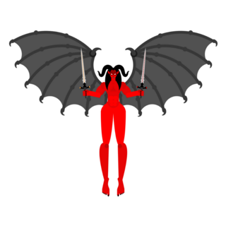 Female Demon Warrior With Sword Sticker